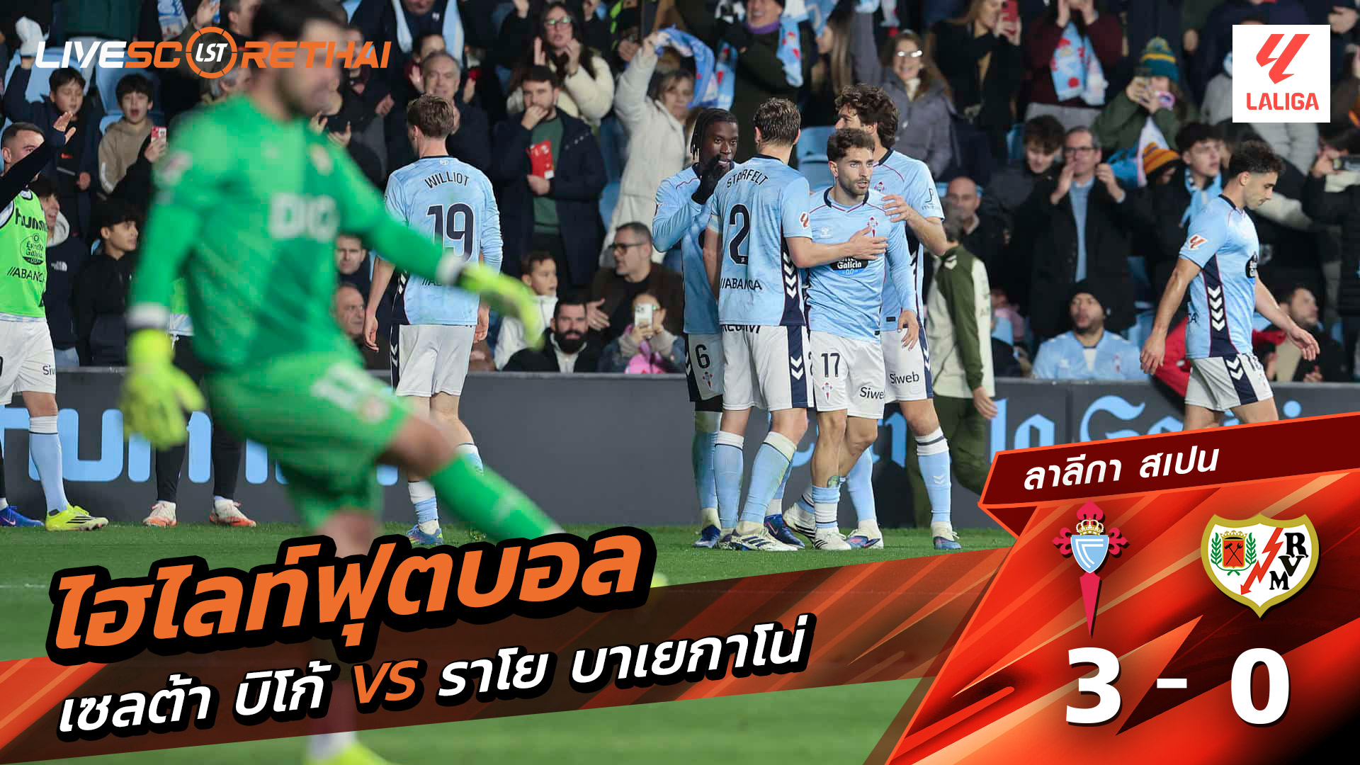 ไฮไลท์ฟุตบอลวันที่ 18 มกราคม พ.ศ. 69 ลาลีกา สเปน :  เซลต้า บีโก้ 3-0 ราโย่ บาเยกาโน่ 